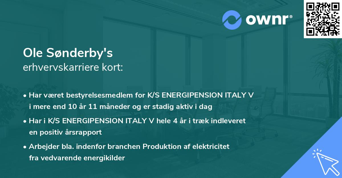 Ole Sønderby's erhvervskarriere kort
