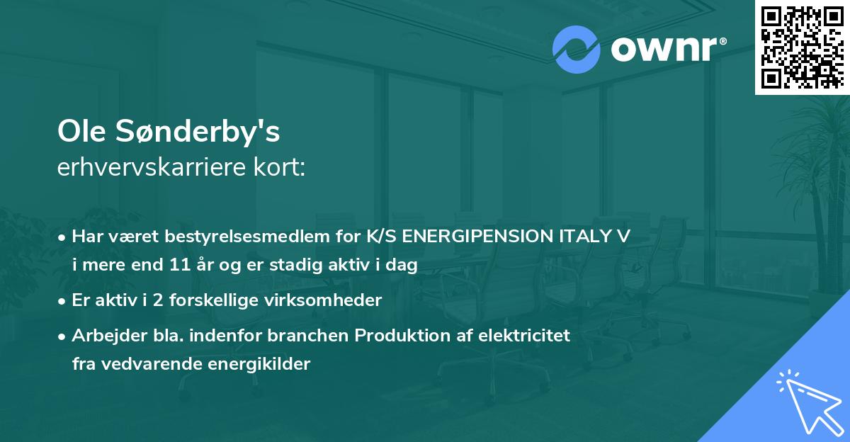Ole Sønderby's erhvervskarriere kort