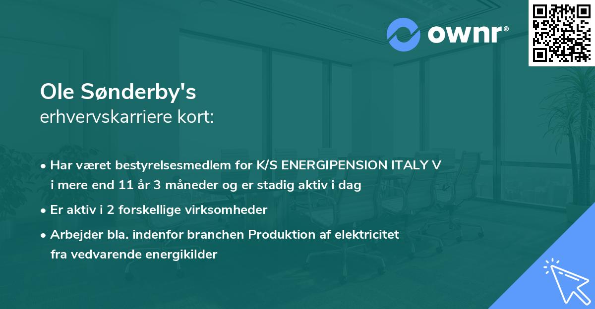 Ole Sønderby's erhvervskarriere kort