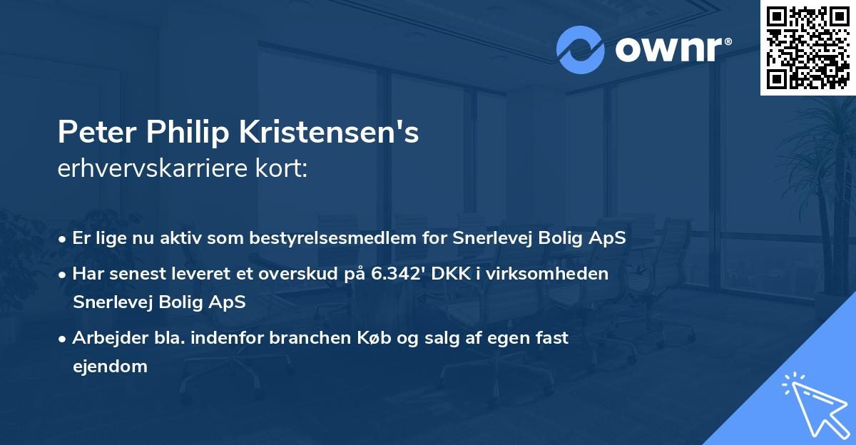 Peter Philip Kristensen's erhvervskarriere kort