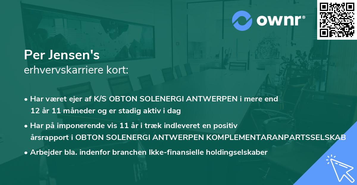 Per Jensen's erhvervskarriere kort