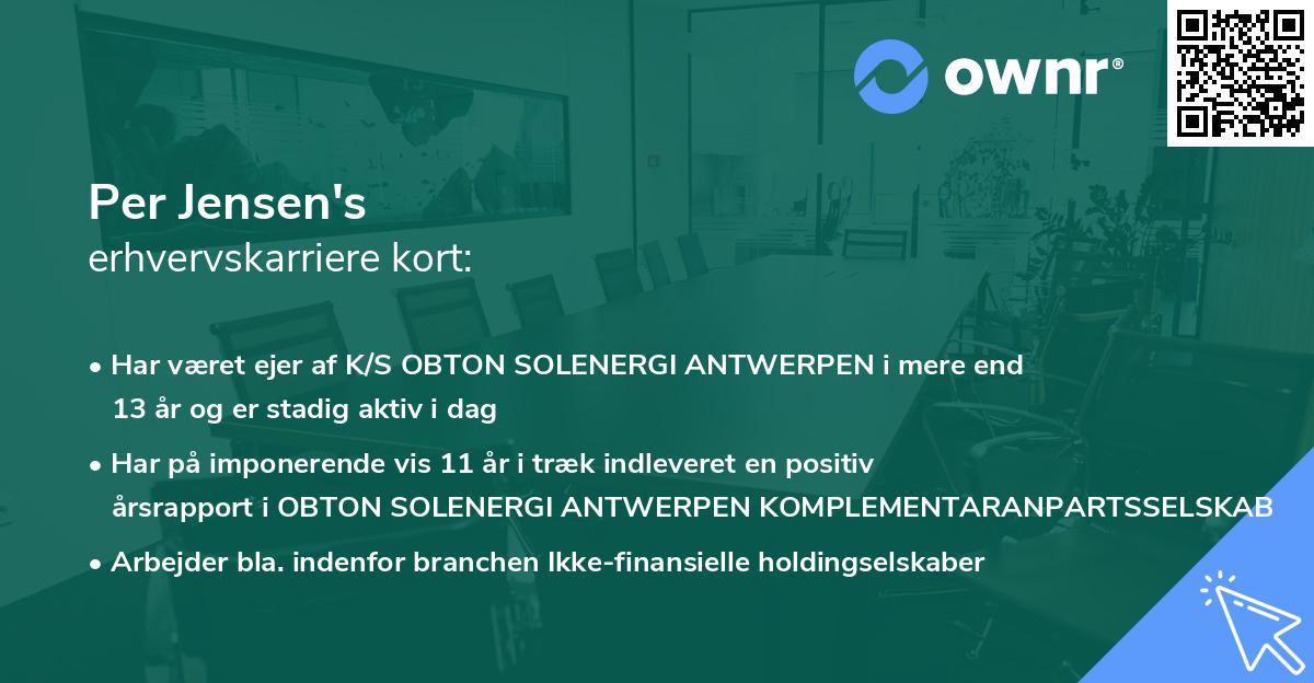 Per Jensen's erhvervskarriere kort