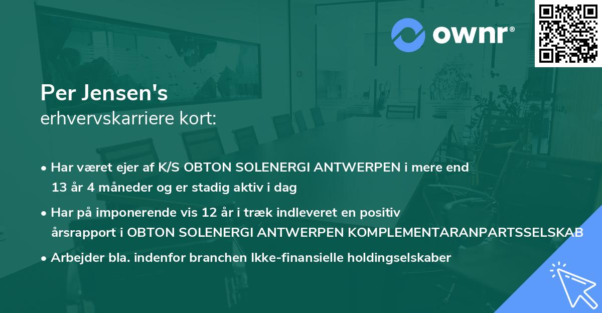 Per Jensen's erhvervskarriere kort