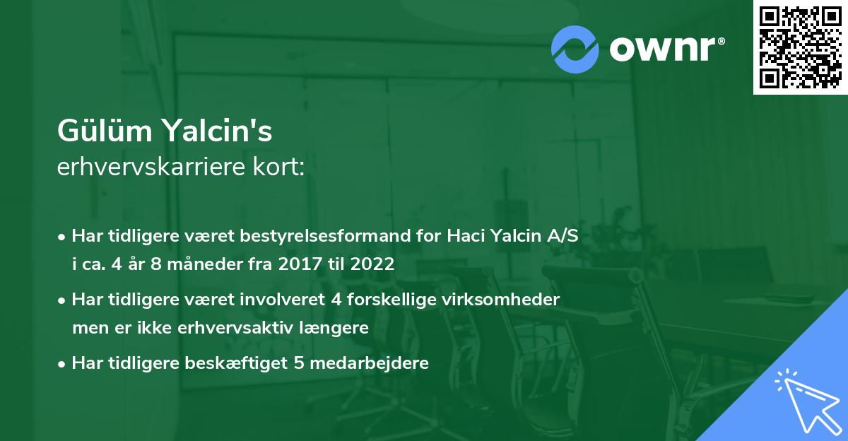 Gülüm Yalcin's erhvervskarriere kort