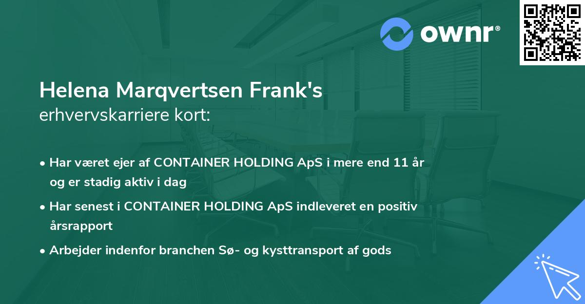 Helena Marqvertsen Frank's erhvervskarriere kort