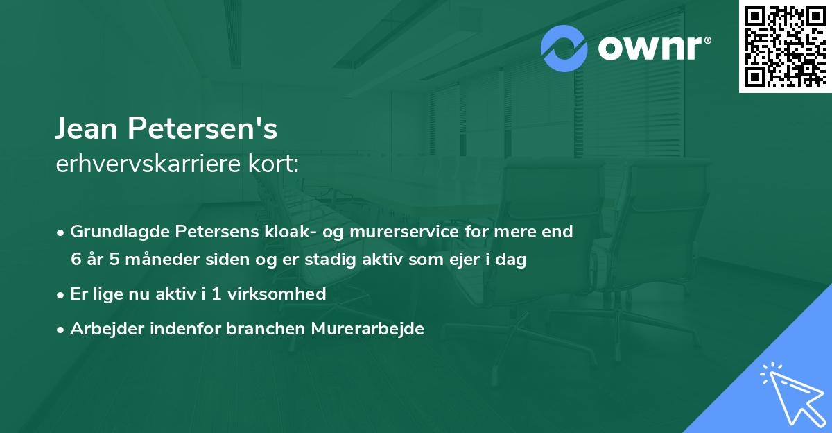 Jean Petersen's erhvervskarriere kort