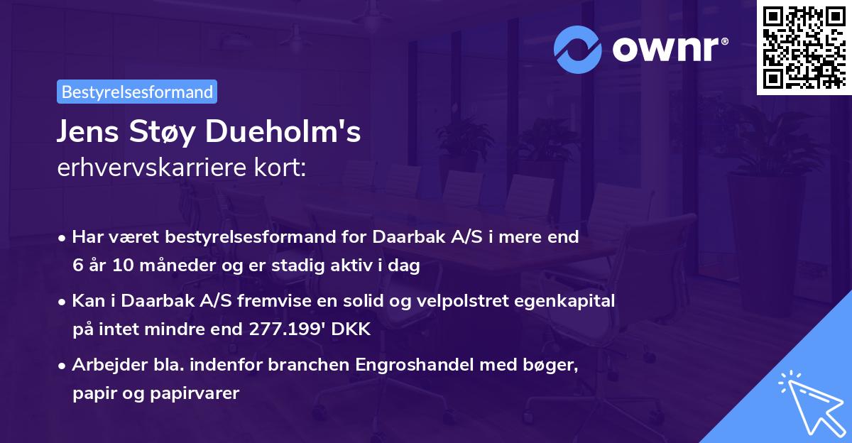 Jens Støy Dueholm's erhvervskarriere kort