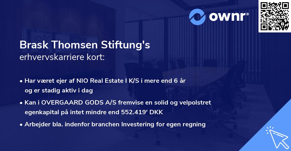 Brask Thomsen Stiftung's erhvervskarriere kort