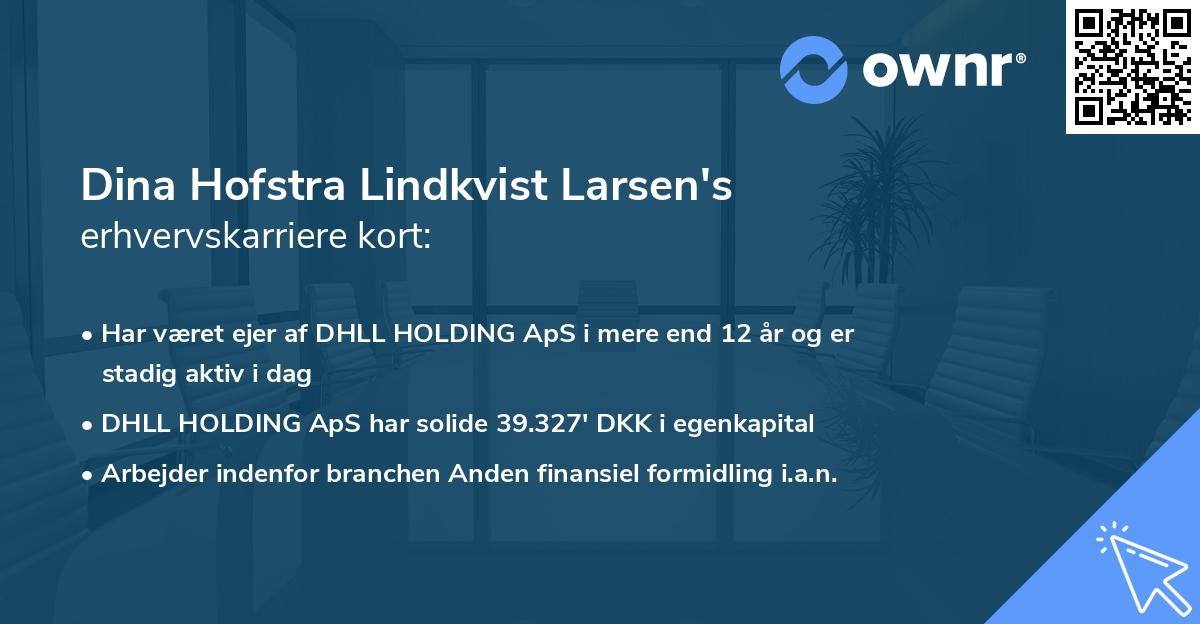 Dina Hofstra Lindkvist Larsen's erhvervskarriere kort