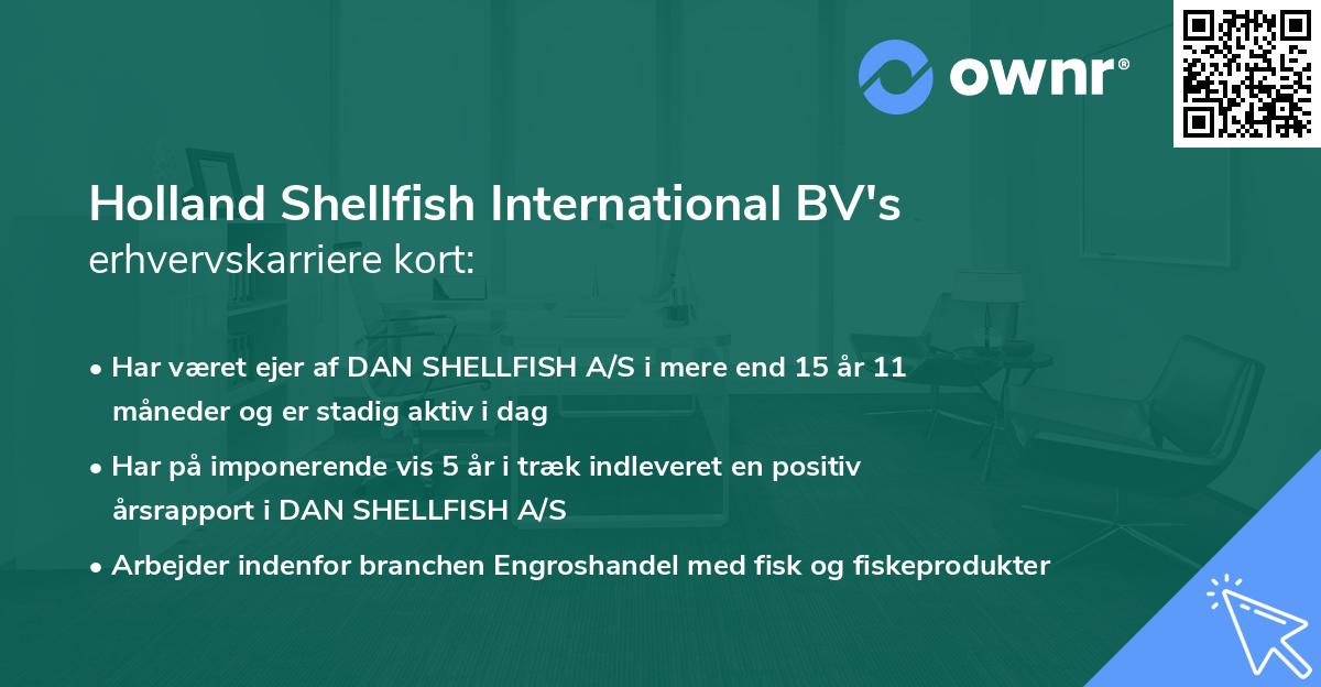 Holland Shellfish International BV's erhvervskarriere kort