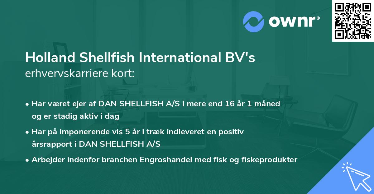 Holland Shellfish International BV's erhvervskarriere kort