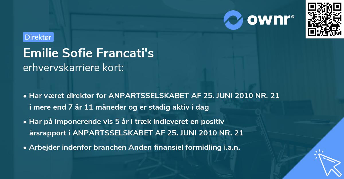 Emilie Sofie Francati's erhvervskarriere kort