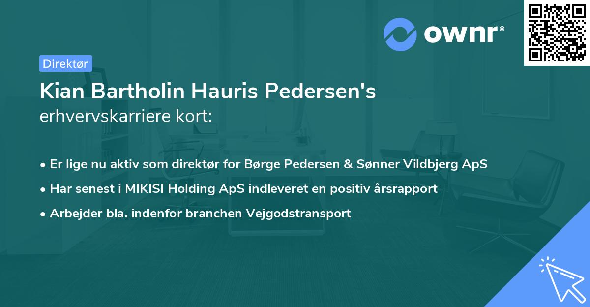 Kian Bartholin Hauris Pedersen's erhvervskarriere kort