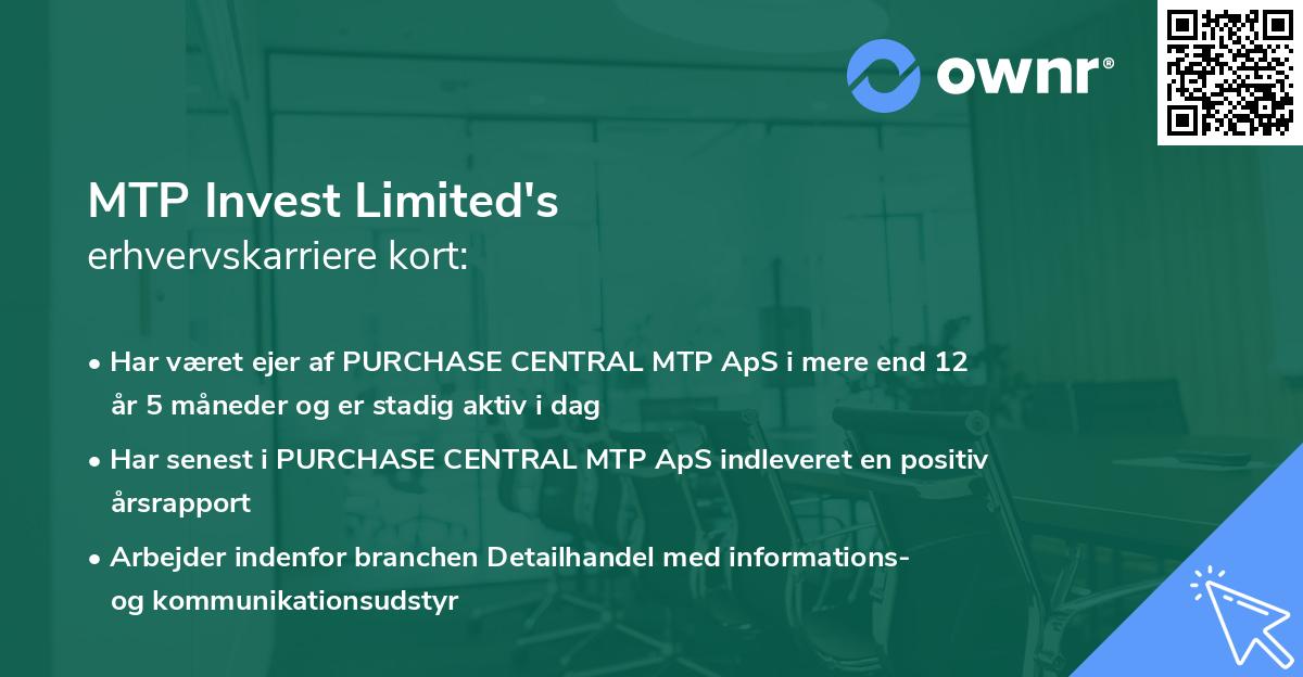 MTP Invest Limited's erhvervskarriere kort