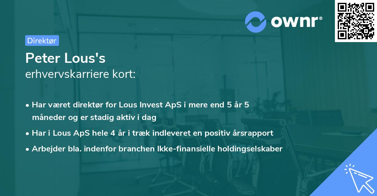 Peter Lous's erhvervskarriere kort