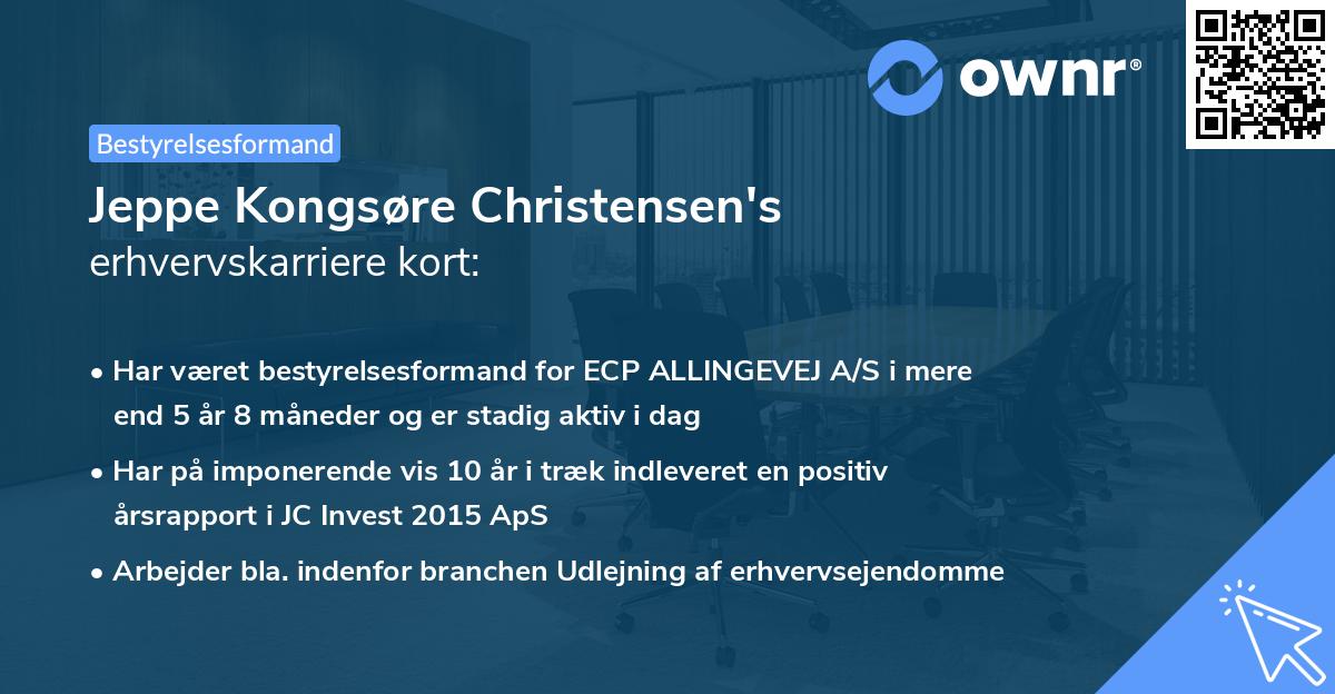 Jeppe Kongsøre Christensen's erhvervskarriere kort