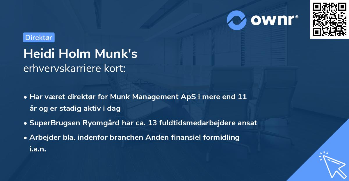 Heidi Holm Munk's erhvervskarriere kort