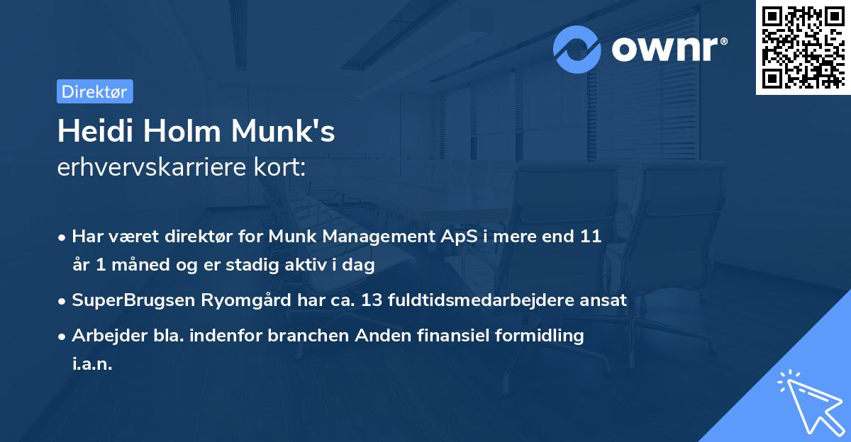 Heidi Holm Munk's erhvervskarriere kort