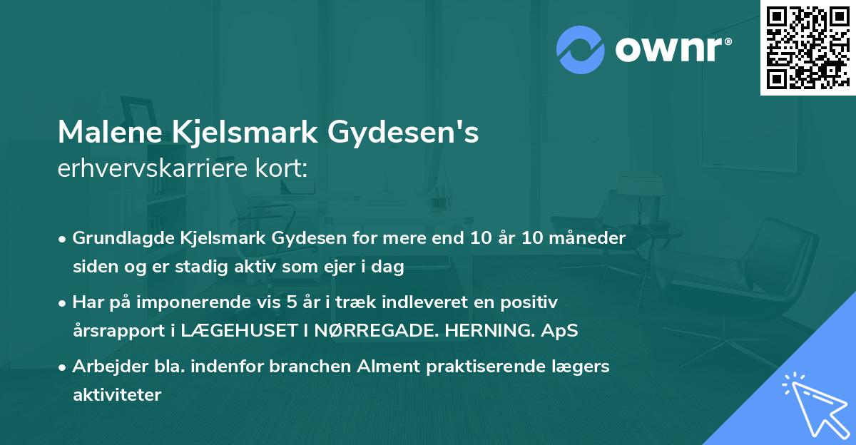 Malene Kjelsmark Gydesen's erhvervskarriere kort