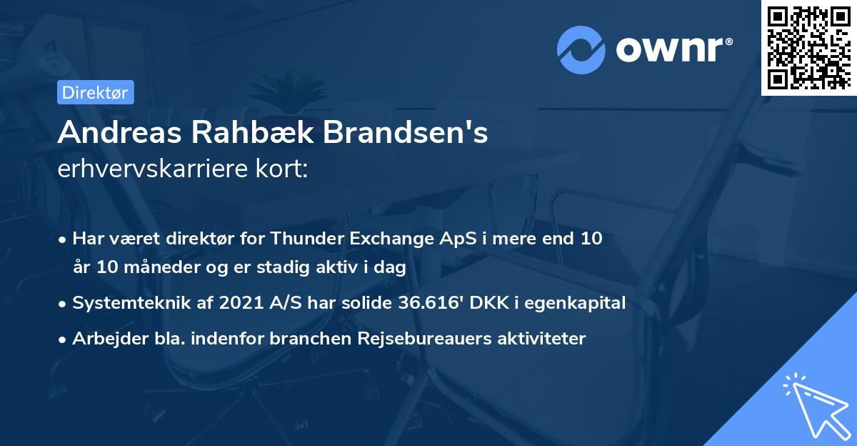 Andreas Rahbæk Brandsen's erhvervskarriere kort