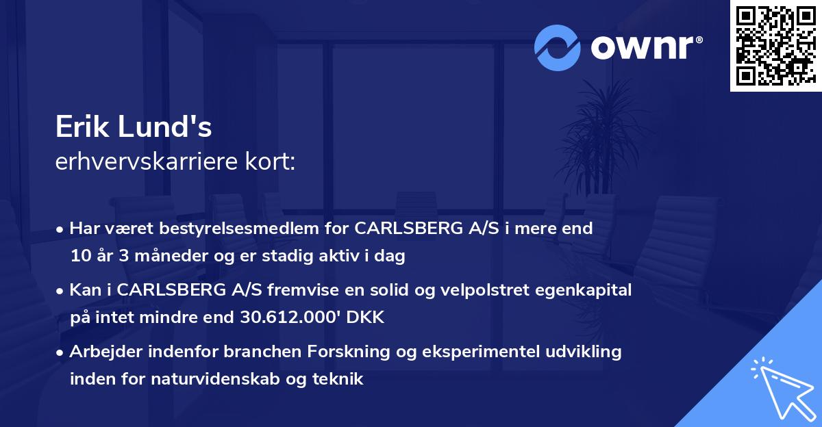 Erik Lund's erhvervskarriere kort