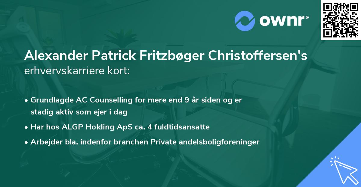 Alexander Patrick Fritzbøger Christoffersen's erhvervskarriere kort