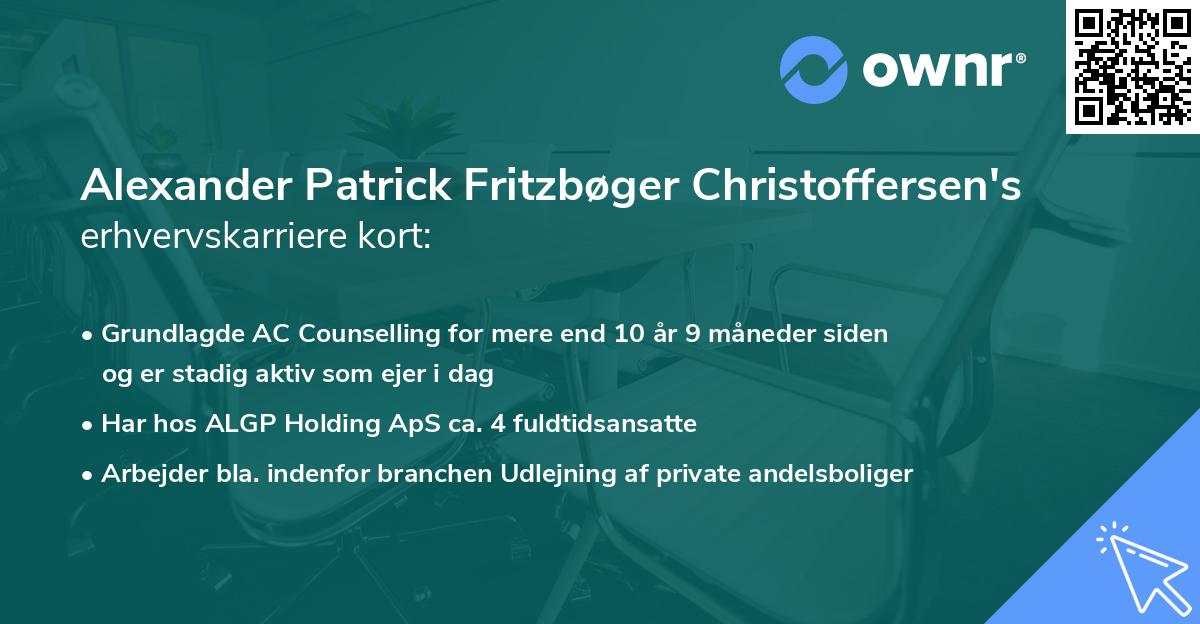 Alexander Patrick Fritzbøger Christoffersen's erhvervskarriere kort