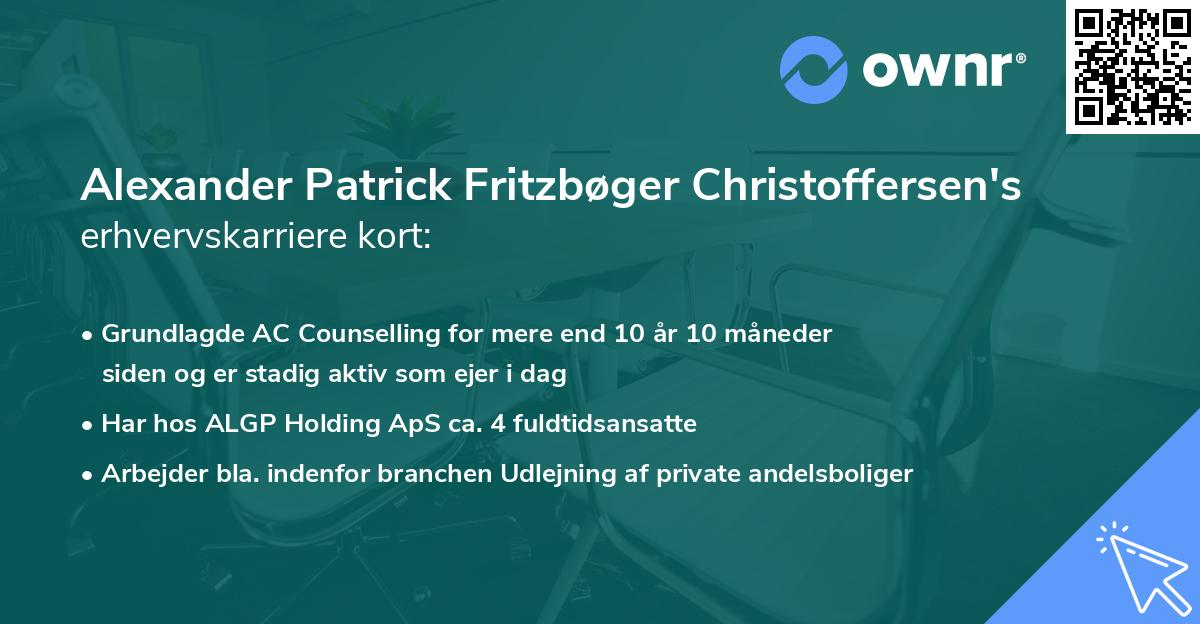Alexander Patrick Fritzbøger Christoffersen's erhvervskarriere kort