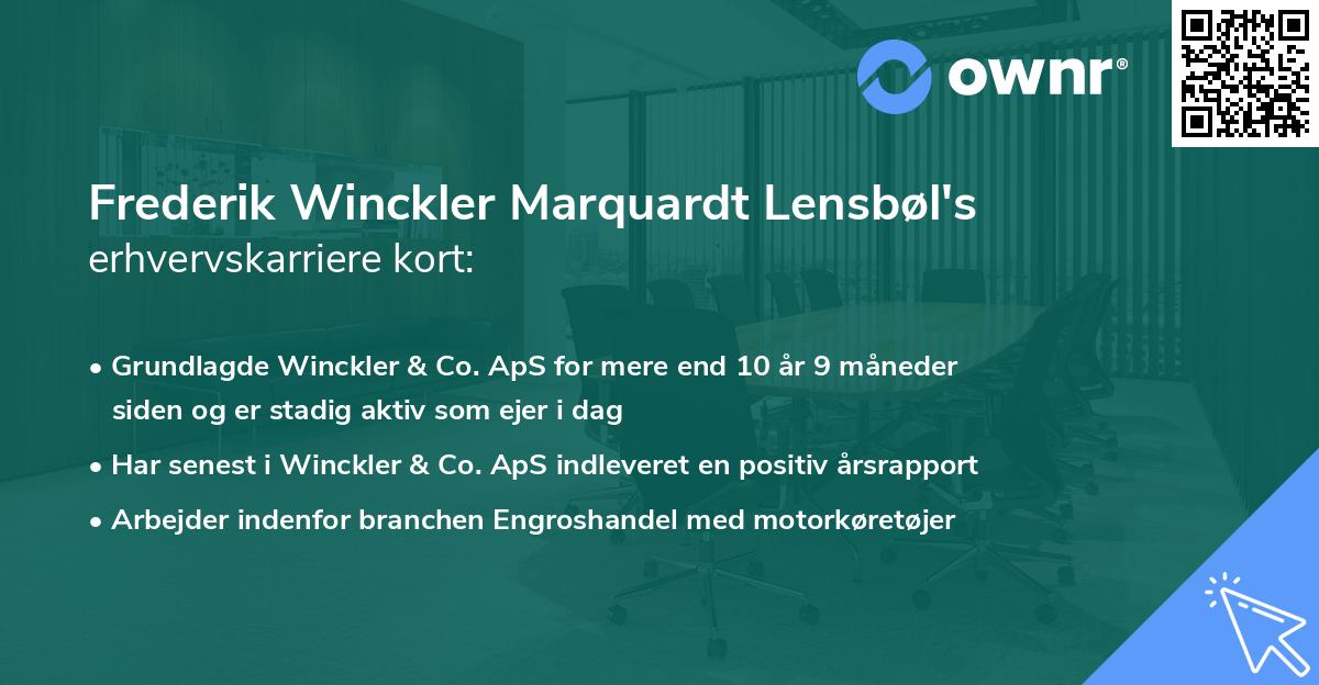 Frederik Winckler Marquardt Lensbøl's erhvervskarriere kort
