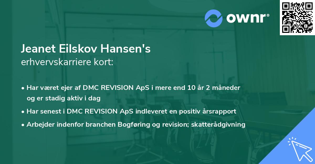 Jeanet Eilskov Hansen's erhvervskarriere kort