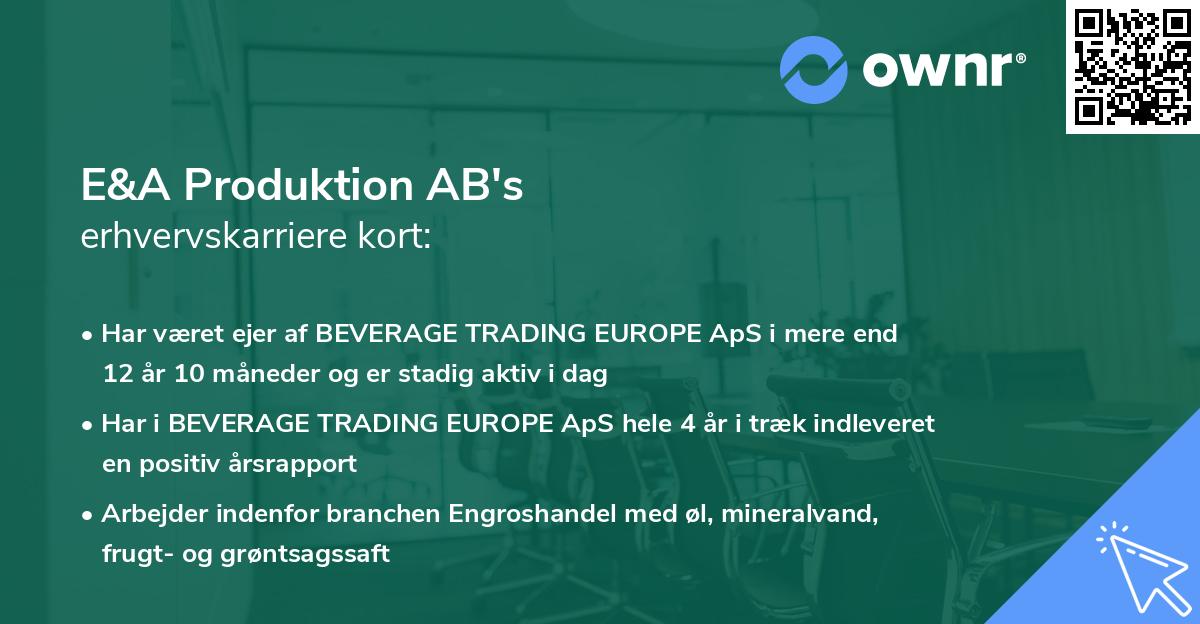 E&A Produktion AB's erhvervskarriere kort