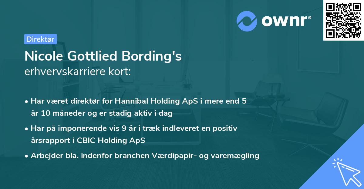 Nicole Gottlied Bording's erhvervskarriere kort