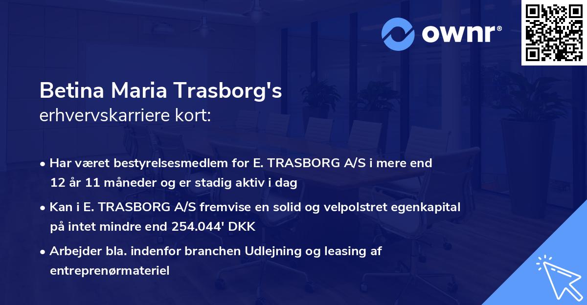 Betina Maria Trasborg's erhvervskarriere kort
