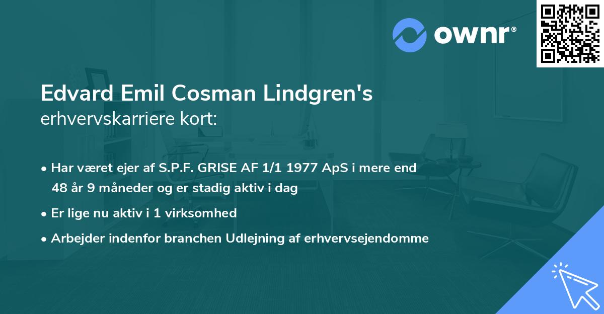 Edvard Emil Cosman Lindgren's erhvervskarriere kort