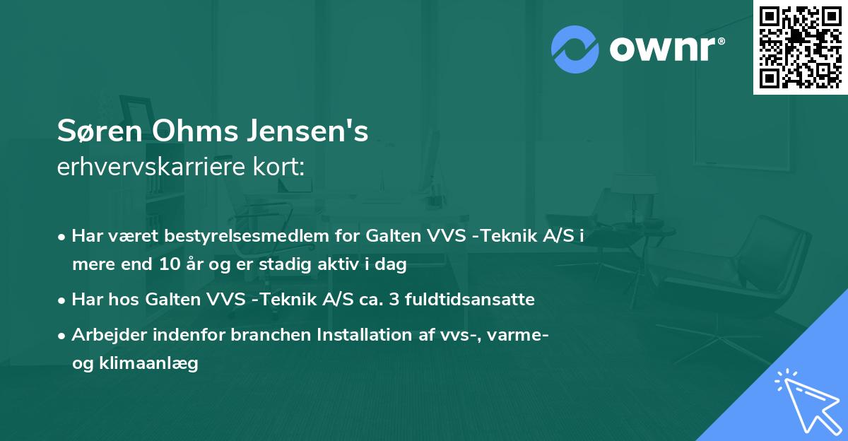 Søren Ohms Jensen's erhvervskarriere kort