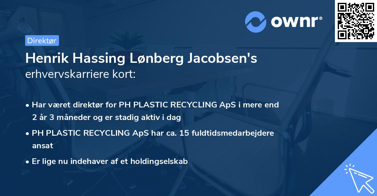 Henrik Hassing Lønberg Jacobsen's erhvervskarriere kort
