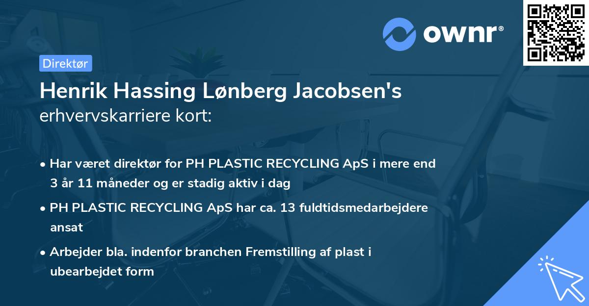 Henrik Hassing Lønberg Jacobsen's erhvervskarriere kort