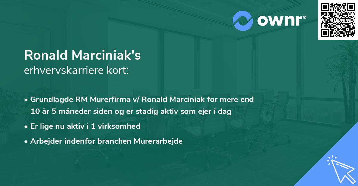 Ronald Marciniak's erhvervskarriere kort