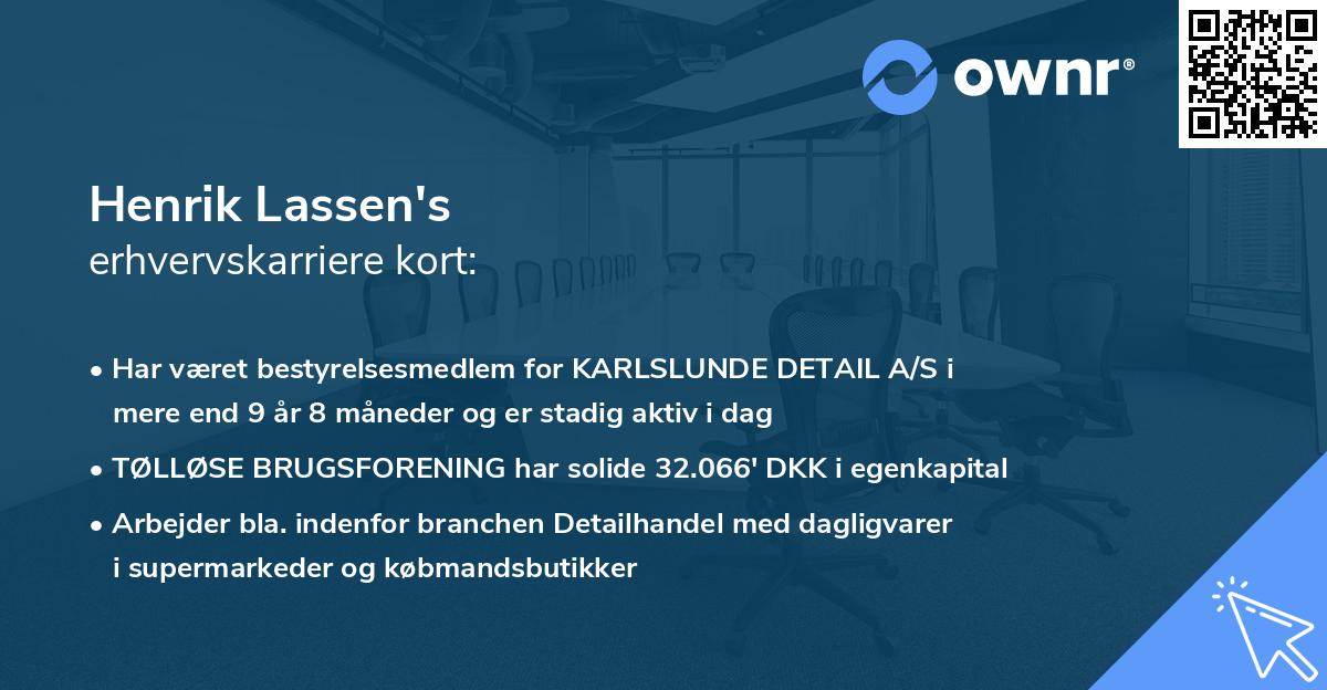 Henrik Lassen's erhvervskarriere kort