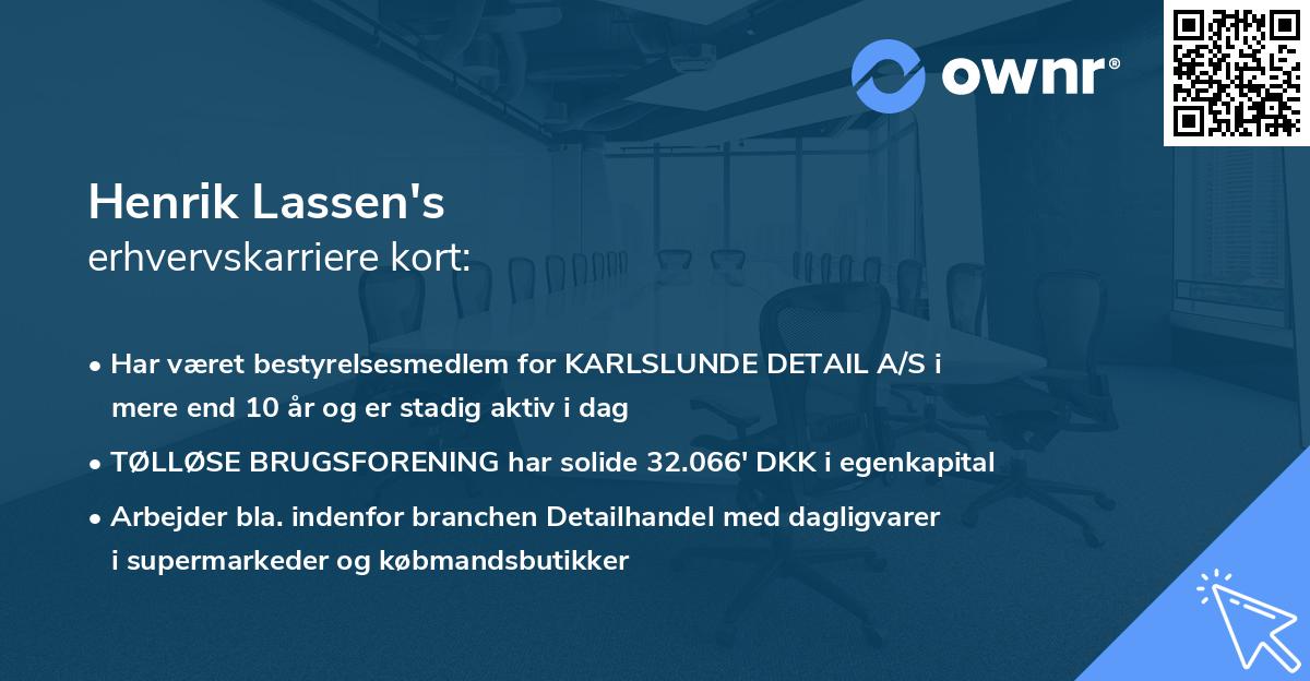 Henrik Lassen's erhvervskarriere kort