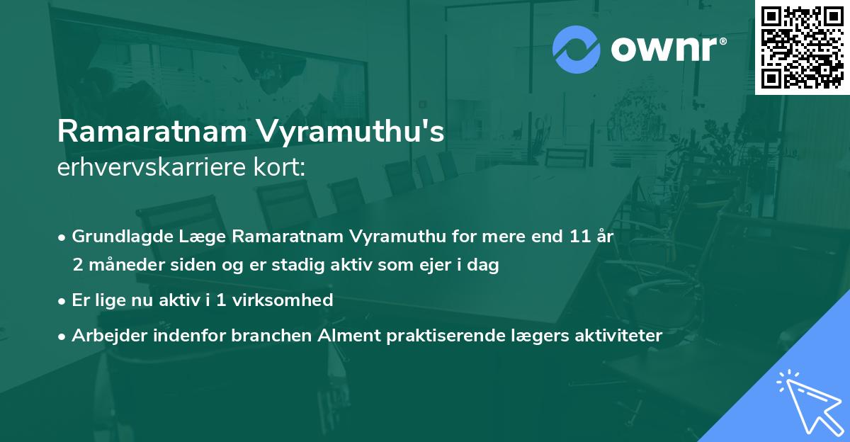 Ramaratnam Vyramuthu's erhvervskarriere kort