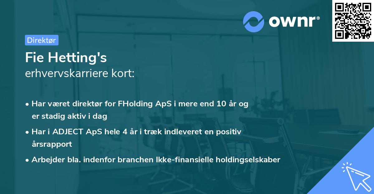 Fie Hetting's erhvervskarriere kort