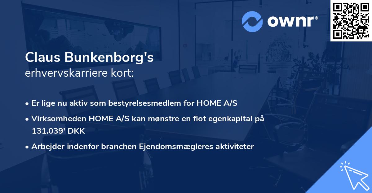 Claus Bunkenborg's erhvervskarriere kort