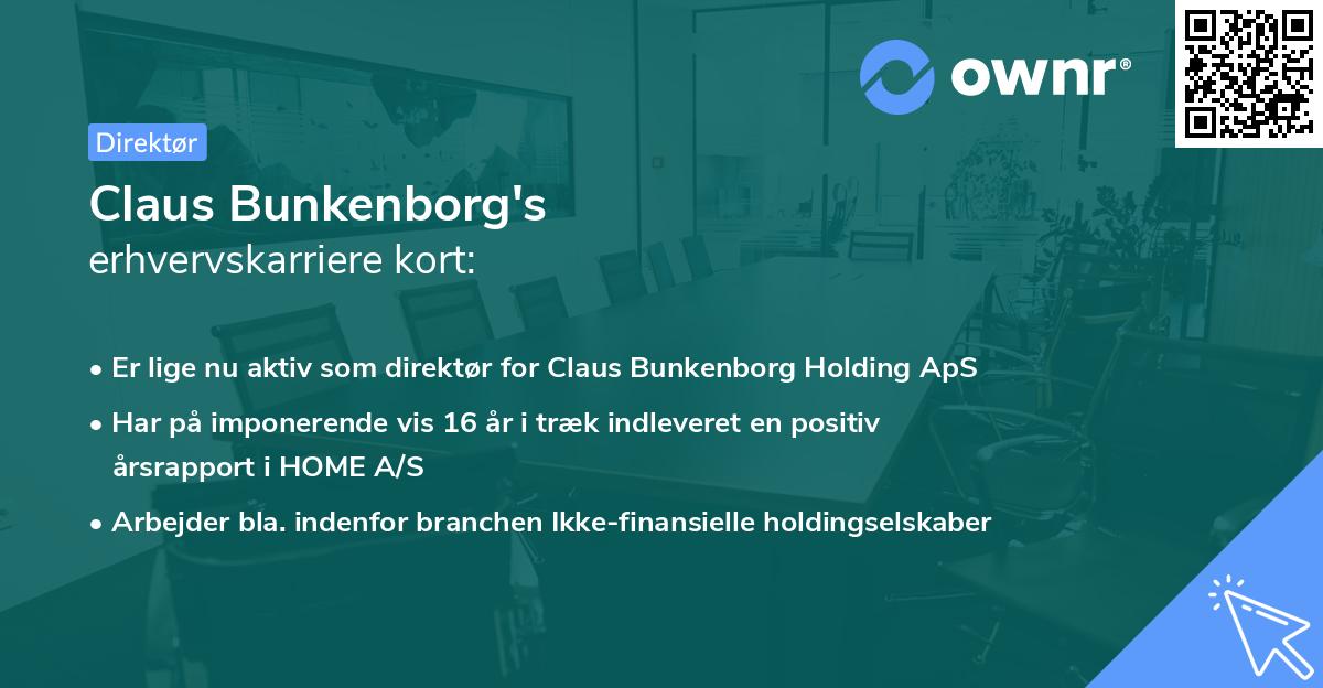 Claus Bunkenborg's erhvervskarriere kort