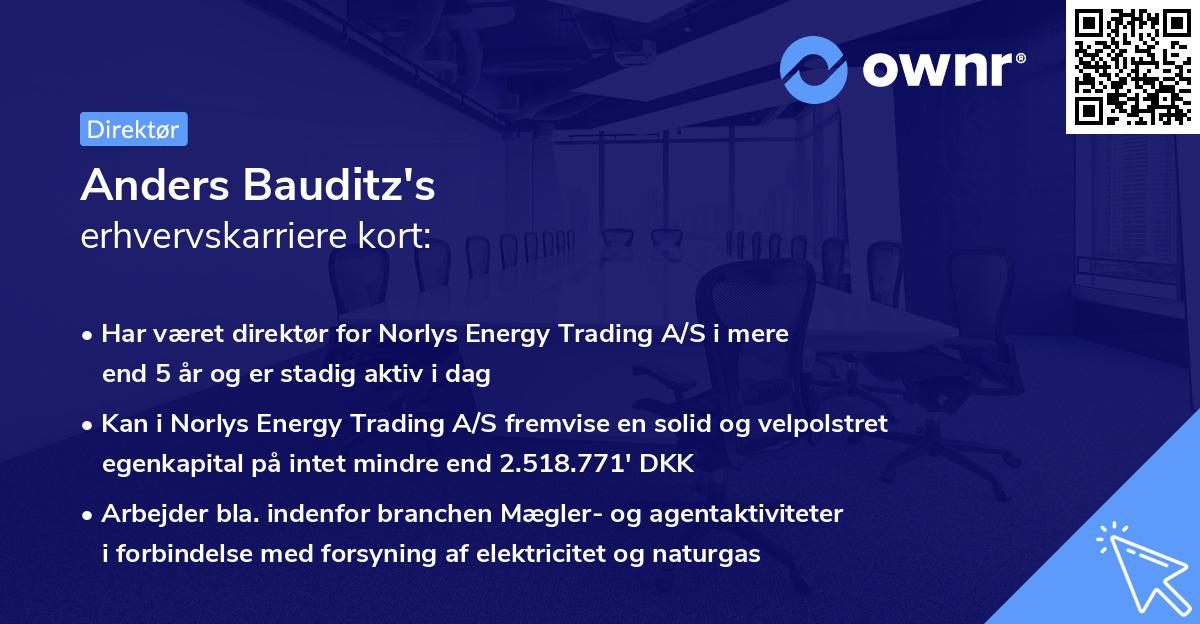 Anders Bauditz's erhvervskarriere kort