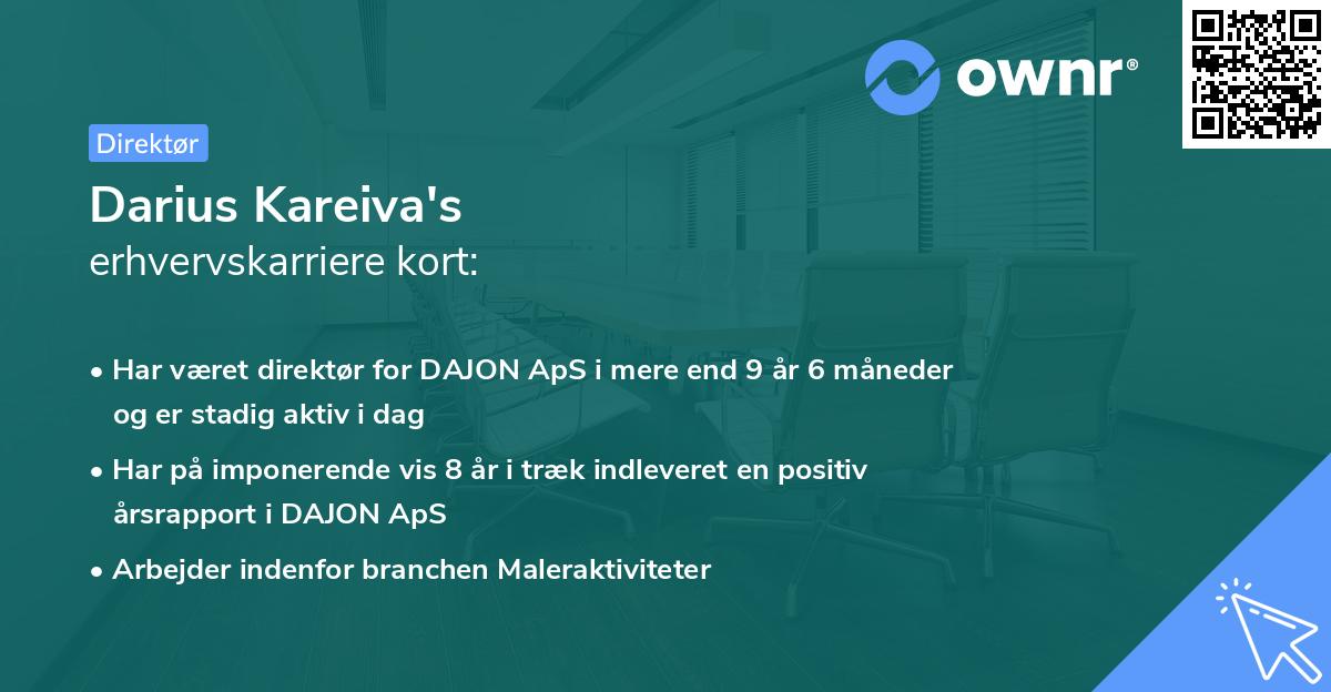 Darius Kareiva's erhvervskarriere kort