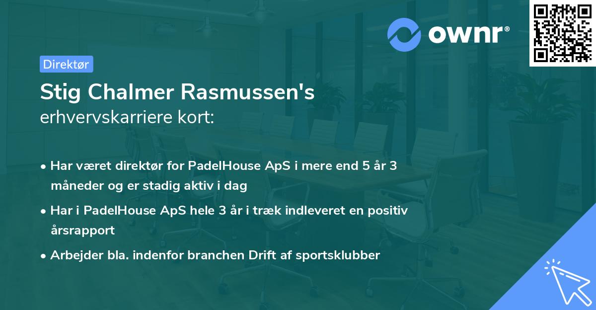 Stig Chalmer Rasmussen's erhvervskarriere kort