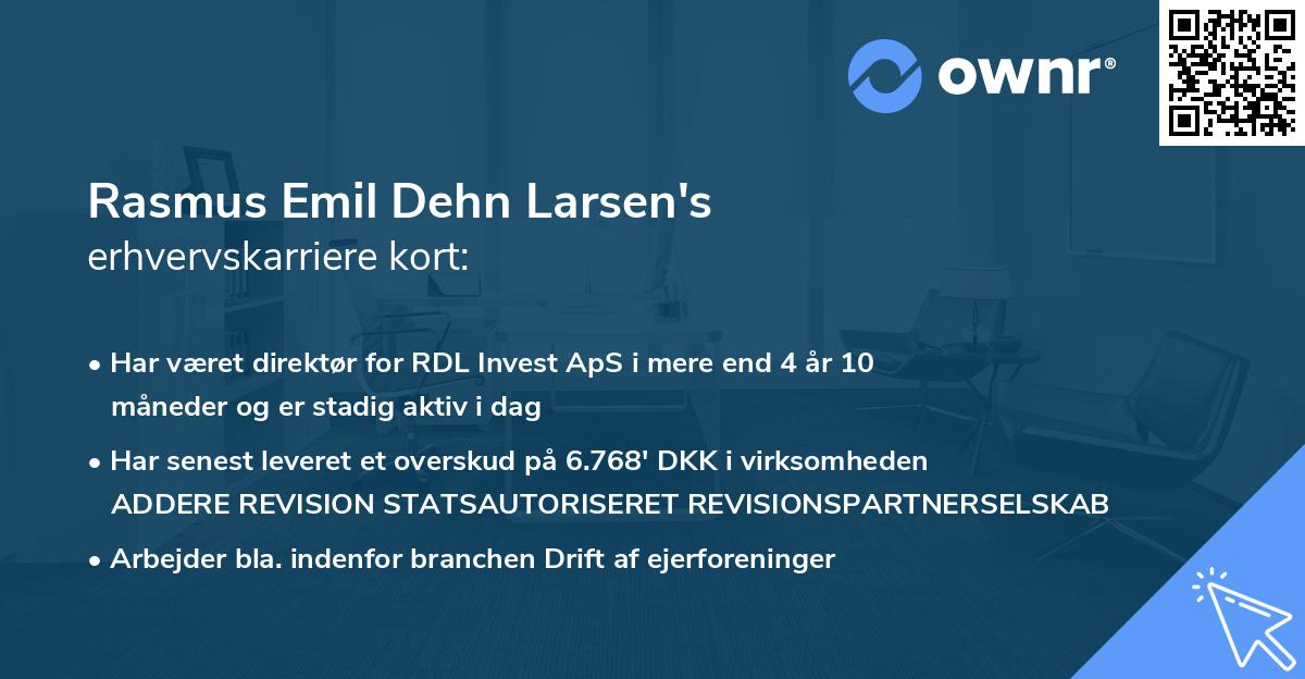 Rasmus Emil Dehn Larsen's erhvervskarriere kort