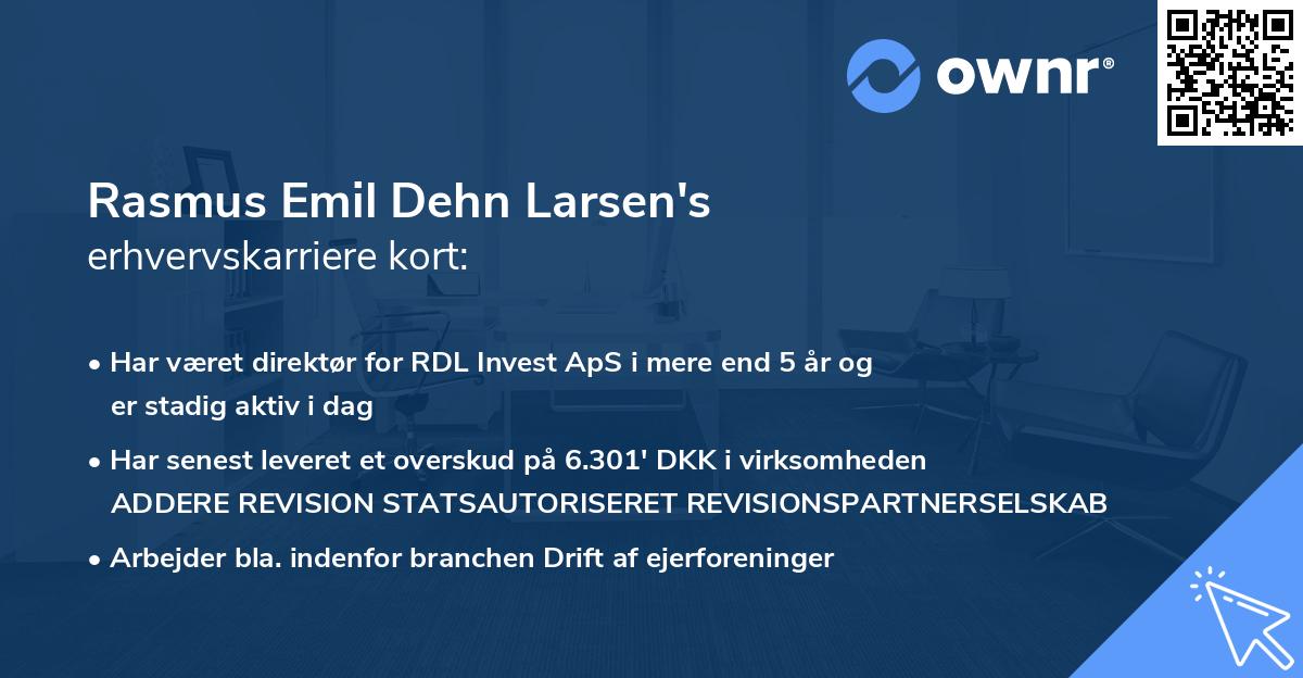 Rasmus Emil Dehn Larsen's erhvervskarriere kort