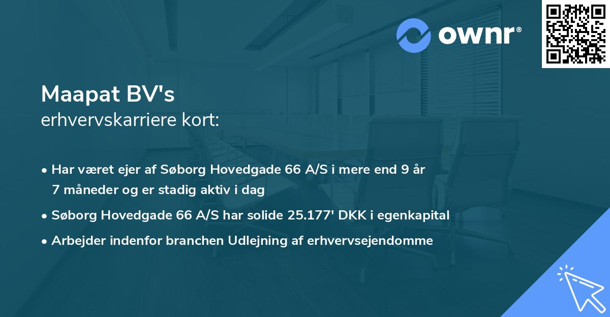 Maapat BV's erhvervskarriere kort